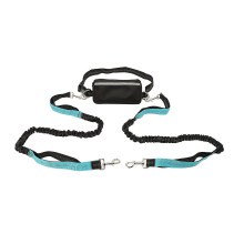 Guinzaglio da corsa per due cani con cintura regolabile, cuciture riflettenti, assorbimento degli urti e marsupio.