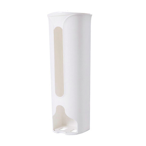 White Plastic Garbage Bag Storage Box, Kitchen Cabinet Door Mount Holder 9x9x30.5cm
