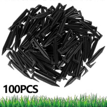 Rasenmäher-Begrenzungspflöcke, 100er-Packung, 8,5 cm lange schwarze Kunststoff-Erdspieße zur Kabelverlegung