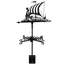 Veleta con forma de velero para montaje en techo, jardín, césped o patio, indicador de dirección del viento de metal, acabado en hierro negro.