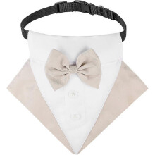Collare elegante da cerimonia per cani con bandana e papillon, in cotone, regolabile, per cani di piccola e media taglia.