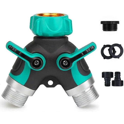 Garden Hose Splitter 2 Way Y Valve Connector with Adjustable Lockable Tap