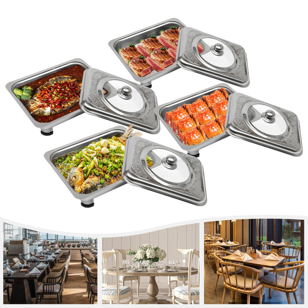 4 pcs Chafing Dish Sets with Lid Chafing Dish Chafer Pan Buffet Tray