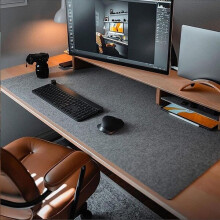 Tappetino per mouse antiscivolo, grigio scuro, grande, arrotolabile, per scrivania, ufficio, computer e laptop.