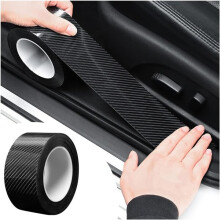 Protecteur de Portière Auto Film en PVC Texture Fibre Carbone 5D Antirayure Imperméable pour Seuils et Carrosserie