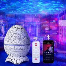 Dinosaur Egg Galaxy Projector, Wireless Night Light with Bluetooth Speaker, White Noise Machine, Starry Sky Projection for Bedroom