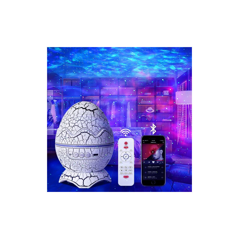 Dinosaur Egg Galaxy Projector, Wireless Night With Bluetooth Speaker, Noise Machine, Starry Sky Projection For Bedroom Light/White 6966168067696