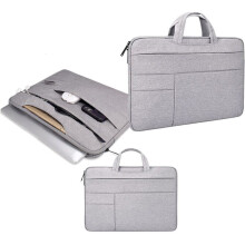 Etui na laptopa kompatybilne z laptopami 15,6 cala, wodoodporne, szare etui z wieloma kieszeniami do podróży
