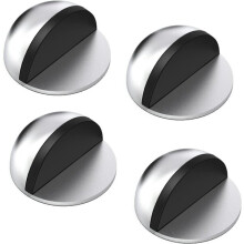 Butée de porte (lot de 4), autocollante en acier inoxydable avec coussinet en caoutchouc pour protection murale et acoustique