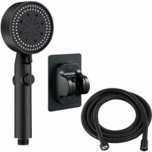 Pommeau de douche avec flexible, support mural et fonction arrêt, 5 modes de jet dont massage - Économie d'eau
