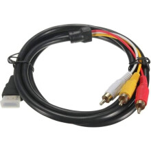Cable HDMI a RCA compatible con dispositivos AV que admiten resoluciones de 480i a 1080p con contactos chapados en oro de 24 quilates.