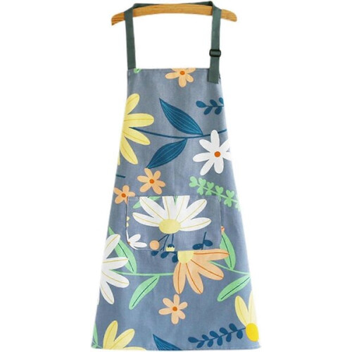 Kitchen Apron with Adjustable Neck and Bib, Cotton Polyester Blend, Two Separate Pockets for Cooking and Baking