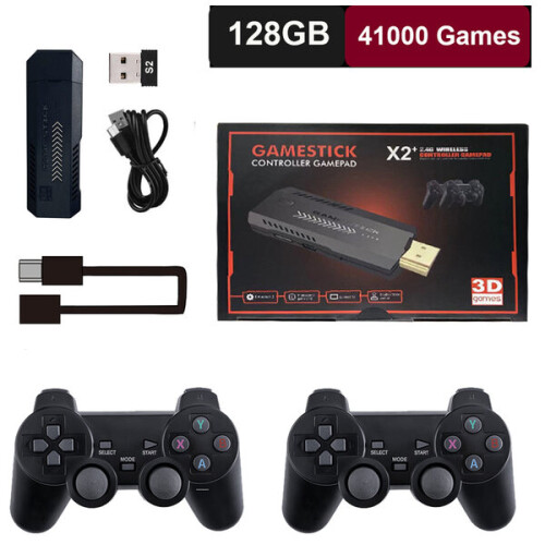 Console per videogiochi retro compatibile con PS1 e PSP, plug and play HDMI 4K, 2 controller wireless 2.4G e 256 GB