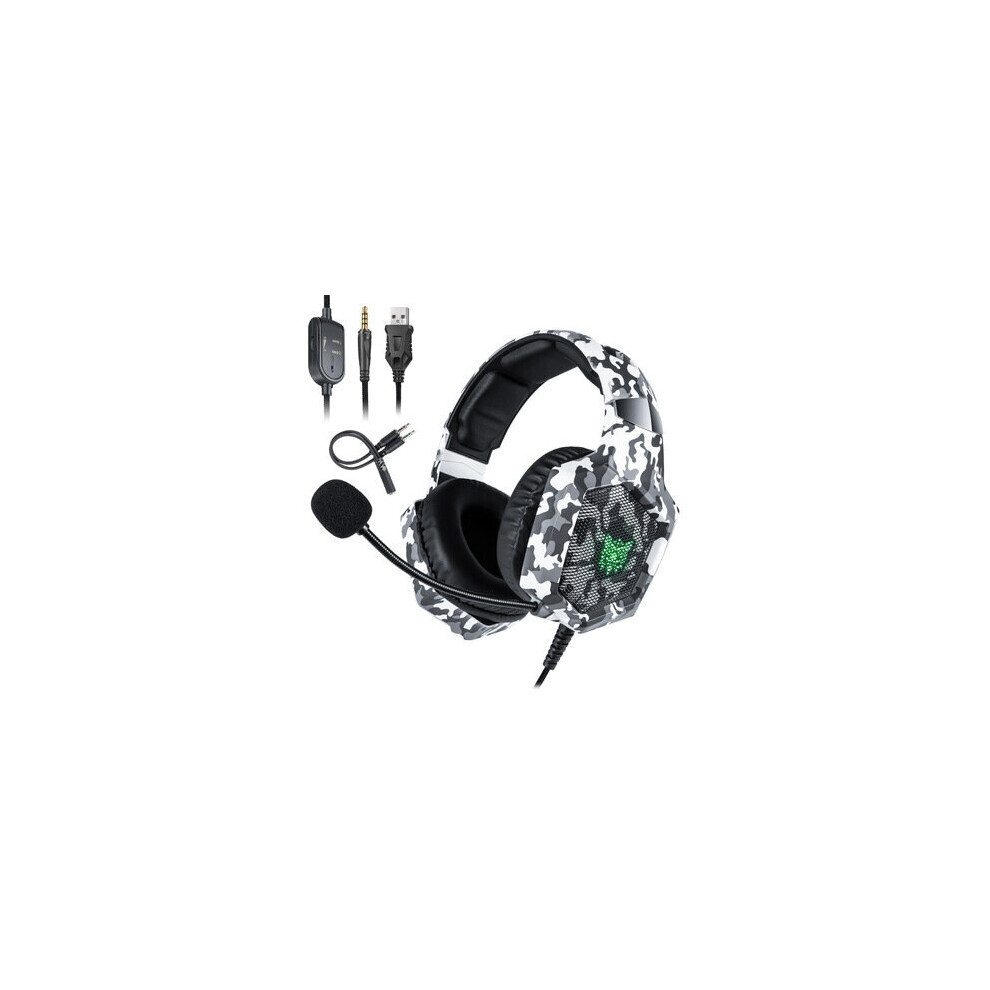 Gaming Headset With Microphone Compatible With Ps4, Ps5, Xbox One, Pc In Camouflage White 6966168069805