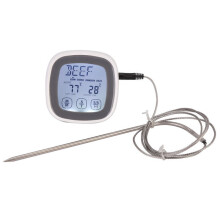 Digitales Lebensmittelthermometer mit Magnethalterung und Tischständer, Sonde für Fleisch, Backofen und Flüssigkeiten, großes LCD-Display