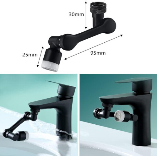 Faucet Mounting Extension with Soft Bubble & Power Shower Modes, 360 Adjustable Nodes