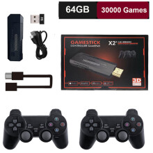 Game Stick 4K compatibile con diverse console, doppio gamepad wireless 2.4G, plug and play per TV con 58000 giochi precaricati