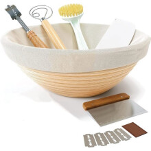 Round Proofing Basket Ø 23 cm for Sourdough Bread Baking Kit with Accessories