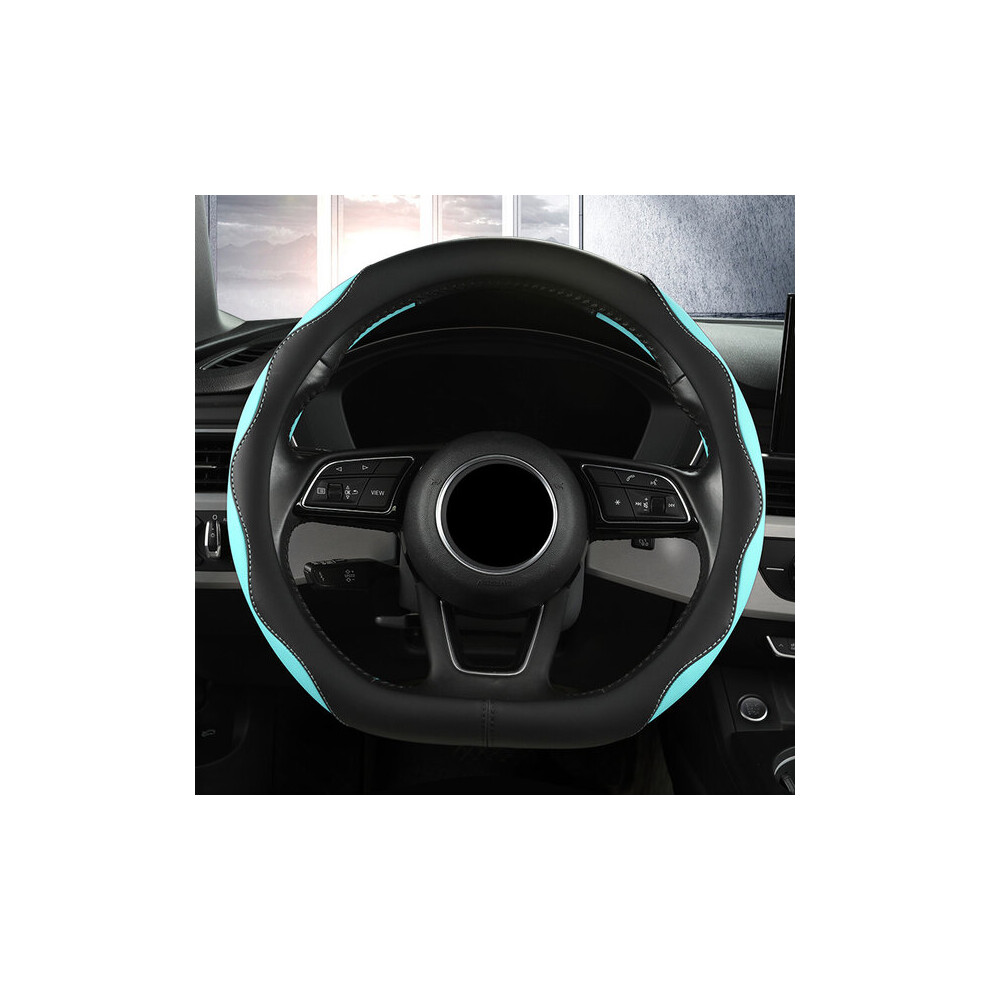 Steering Wheel Trim Compatible With Universal Fit, D-Shape Artificial Leather Cover For Comfort Grip And Sweat Absorption, All-Season Fit 6966168190752