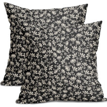 Örngott i vintage-stil med blommönster i bomullslinne, 20x20 cm (2 st)