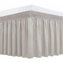 Faldones de cama envolventes para camas matrimoniales/matrimoniales extragrandes, caída de 38 cm, color gris camel, elástico ajustable, resistente