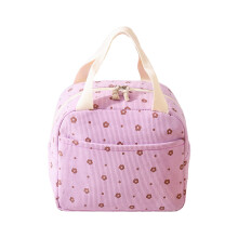 Sac à lunch isotherme en velours côtelé à motif fraise