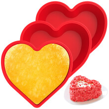 Confezione da 3 stampi per torte in silicone a forma di cuore da 25 cm