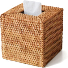 Natuurlijke rotan tissueboxhoes 5,5 inch vierkant