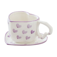 Tasse à café en céramique en forme de cœur avec soucoupe