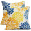 Fodere per cuscini con dalie gialle e blu, 45x45 cm, confezione da 2 1