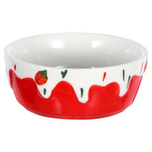 Keramische voerbak voor kleine dieren – Rood, 8x8x3,5 cm
