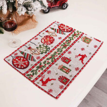 Christmas placemat knitted red farmhouse 12x18 inch