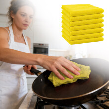 Lot de 7 chiffons de nettoyage en microfibre jaunes 30 x 30 cm