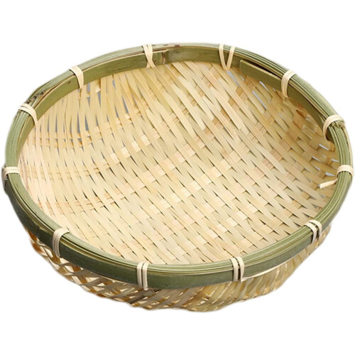 Handmade bamboo flat tray for fruit and snacks, 1 piece