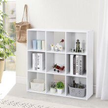 Étagère de rangement à 3 niveaux et 9 cubes, blanche