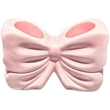 Porte-brosse à dents en céramique rose avec nœud