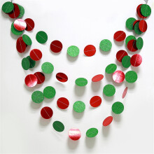 Christmas paper garland red green stars flowers 13 ft 58 pcs