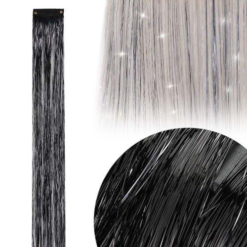 Extension per capelli con glitter, 50 cm, con clip, 30 colori