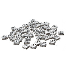 Silver Square Rhinestone Spacer Beads 50 pcs