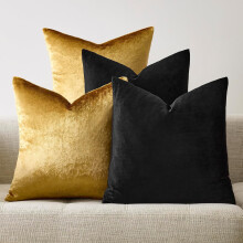 Housses de coussin en velours 45 x 45 cm – Ensemble or et noir