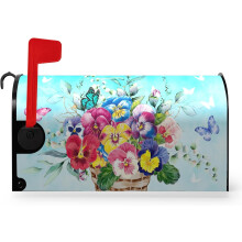 Couvercle de boîte aux lettres magnétique à motif de pensées, emballage floral imperméable