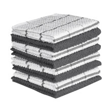 Gray Checkered Cotton Dish Cloths 8 Pcs