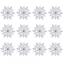 White Snowflake Ornaments Plastic Glitter 12 pcs