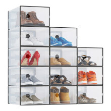 Boîtes à chaussures transparentes empilables – Plastique ventilé, lot de 15