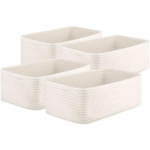 White Storage Baskets 13x8.7x5.1 Inch 4-Pack