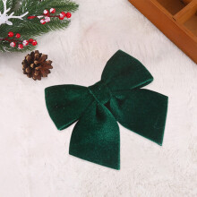 12-Piece Velvet Christmas Tree Bow Set, Green