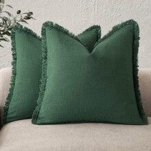 Set van 2 kussenslopen met franjes van ramiekatoen – 45x45cm
