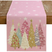 Weihnachtstischläufer, 33 x 183 cm, rosa Blumenmuster