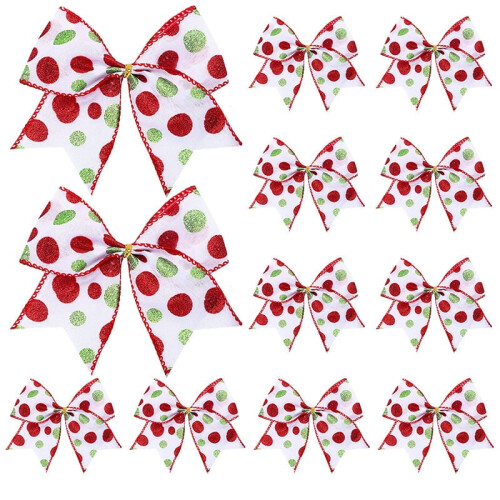 Red and White Christmas Bows 12 pcs 6 inch