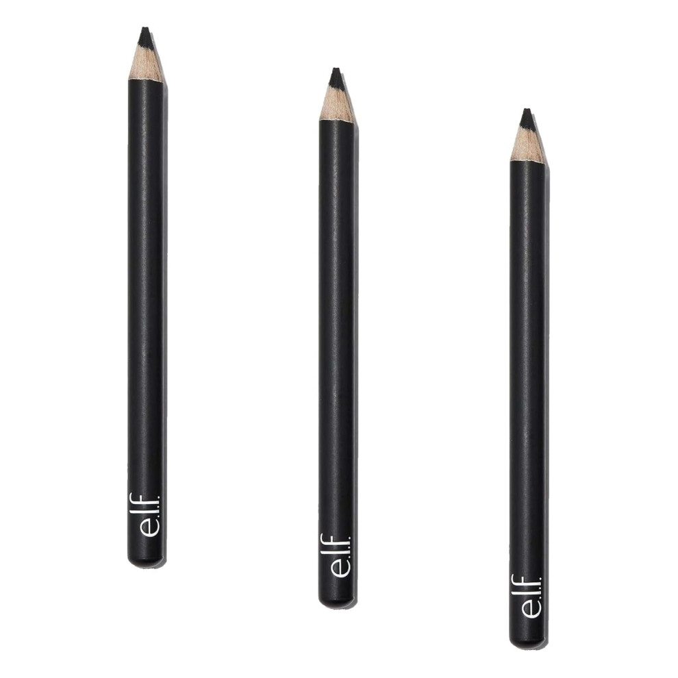 E.l.f. Black Satin Eyeliner Pencil With Builtin Sharpener, 0.03 Oz (Pack Of 3)